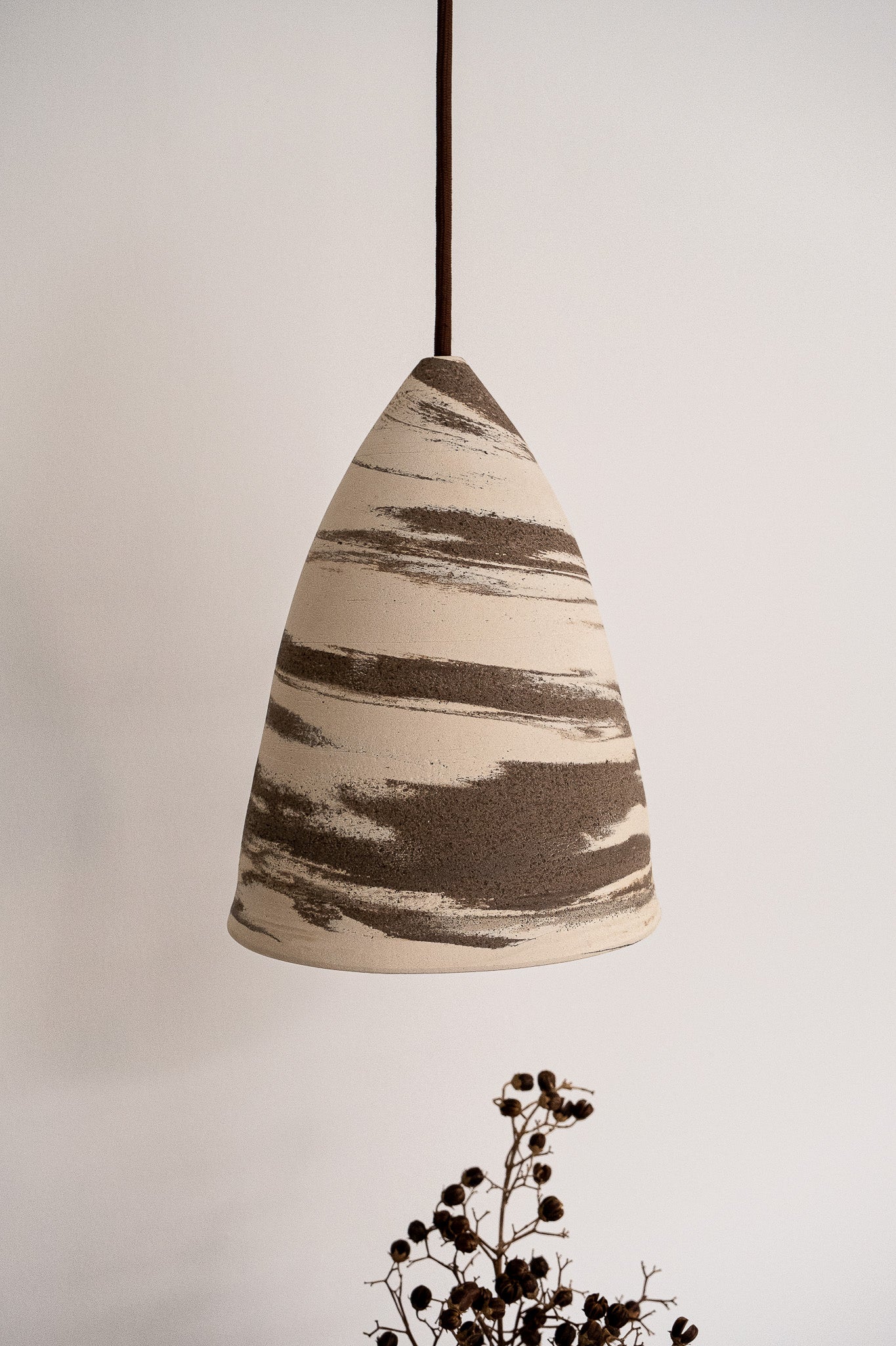 Beige Brown Conical Ceramic Chandelier