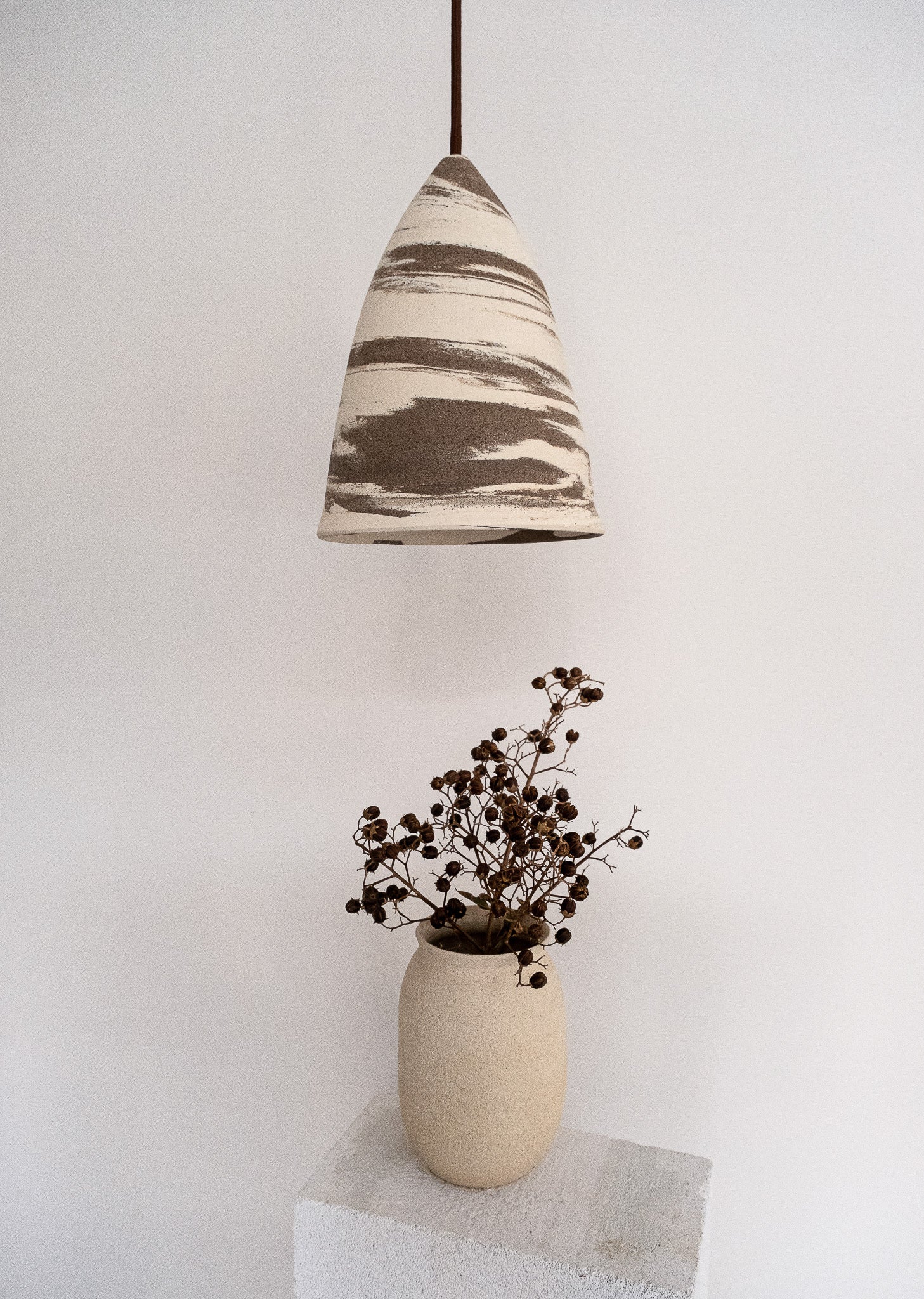 Beige Brown Conical Ceramic Chandelier