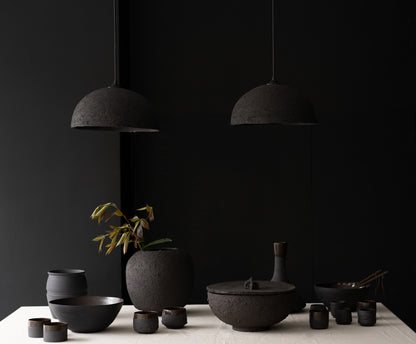 Black Special Texture Handmade Wabi Sabi Stoneware Ceramic Pendant Light