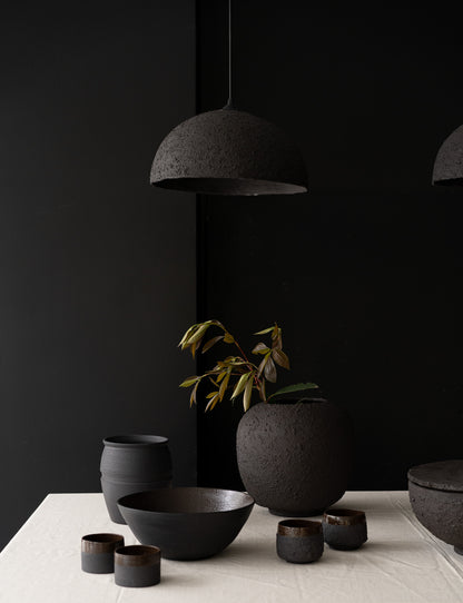 Black Special Texture Handmade Wabi Sabi Stoneware Ceramic Pendant Light