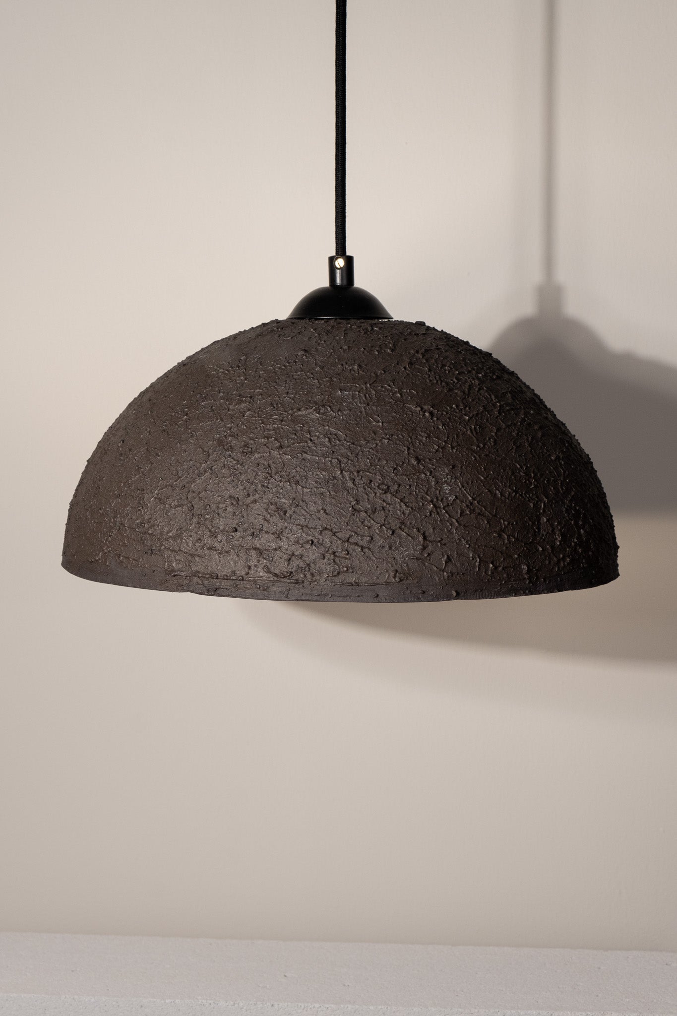 Black Special Texture Handmade Wabi Sabi Stoneware Ceramic Pendant Light