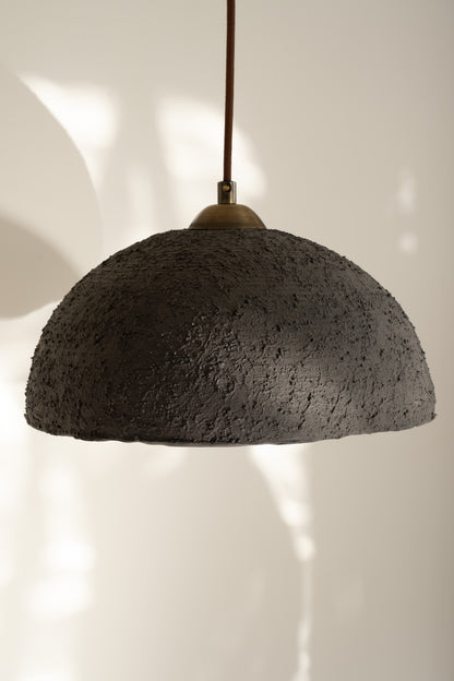 Black Special Texture Handmade Wabi Sabi Stoneware Ceramic Pendant Light