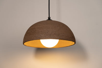 Handmade Natural Textured Brown Ceramic Pendant Chandelier