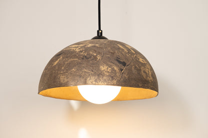 Brown and yellow  Special Texture Handmade Wabi Sabi Stoneware Ceramic Pendant Light