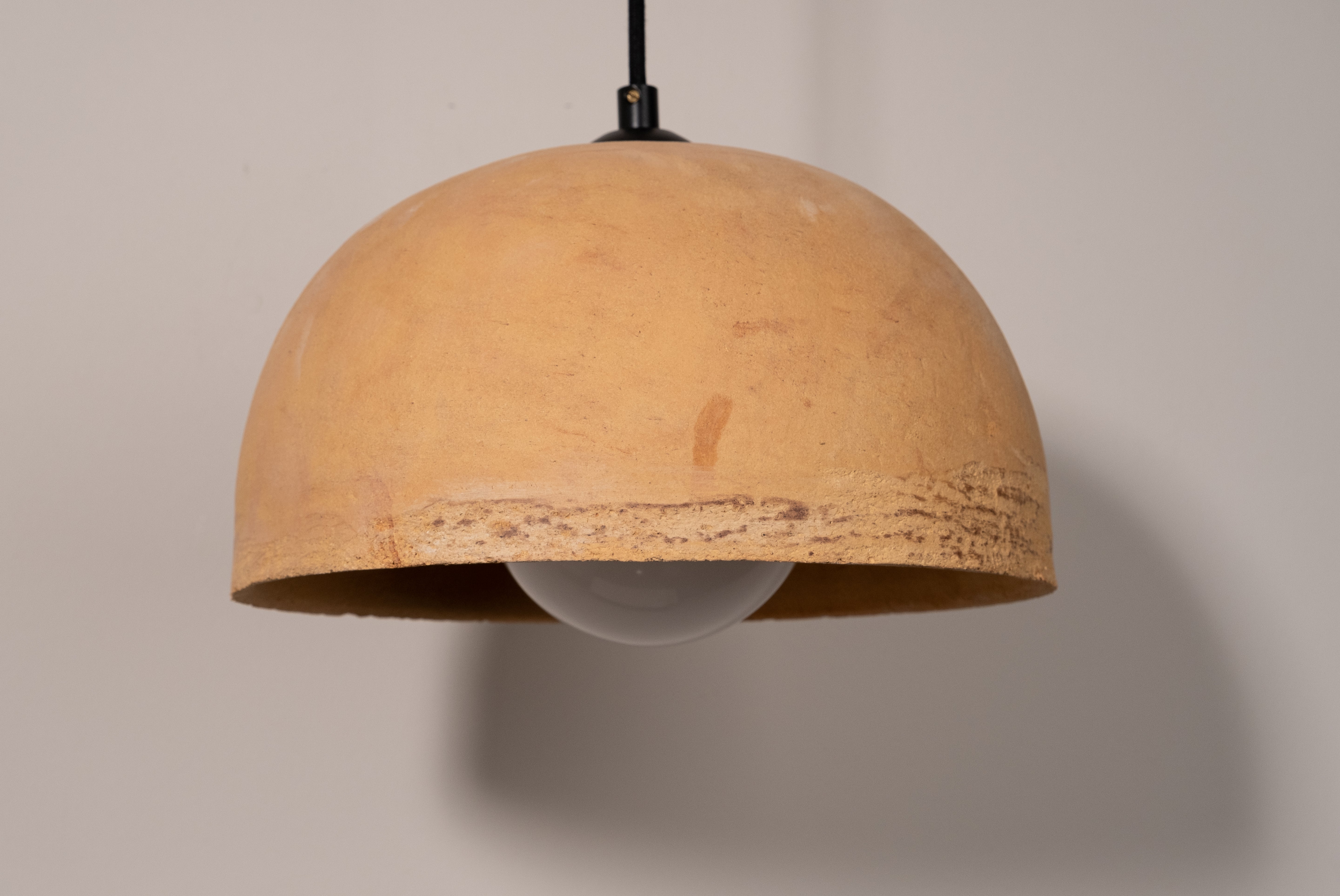 Yellow Special Texture Handmade Wabi Sabi Stoneware Ceramic Pendant Light