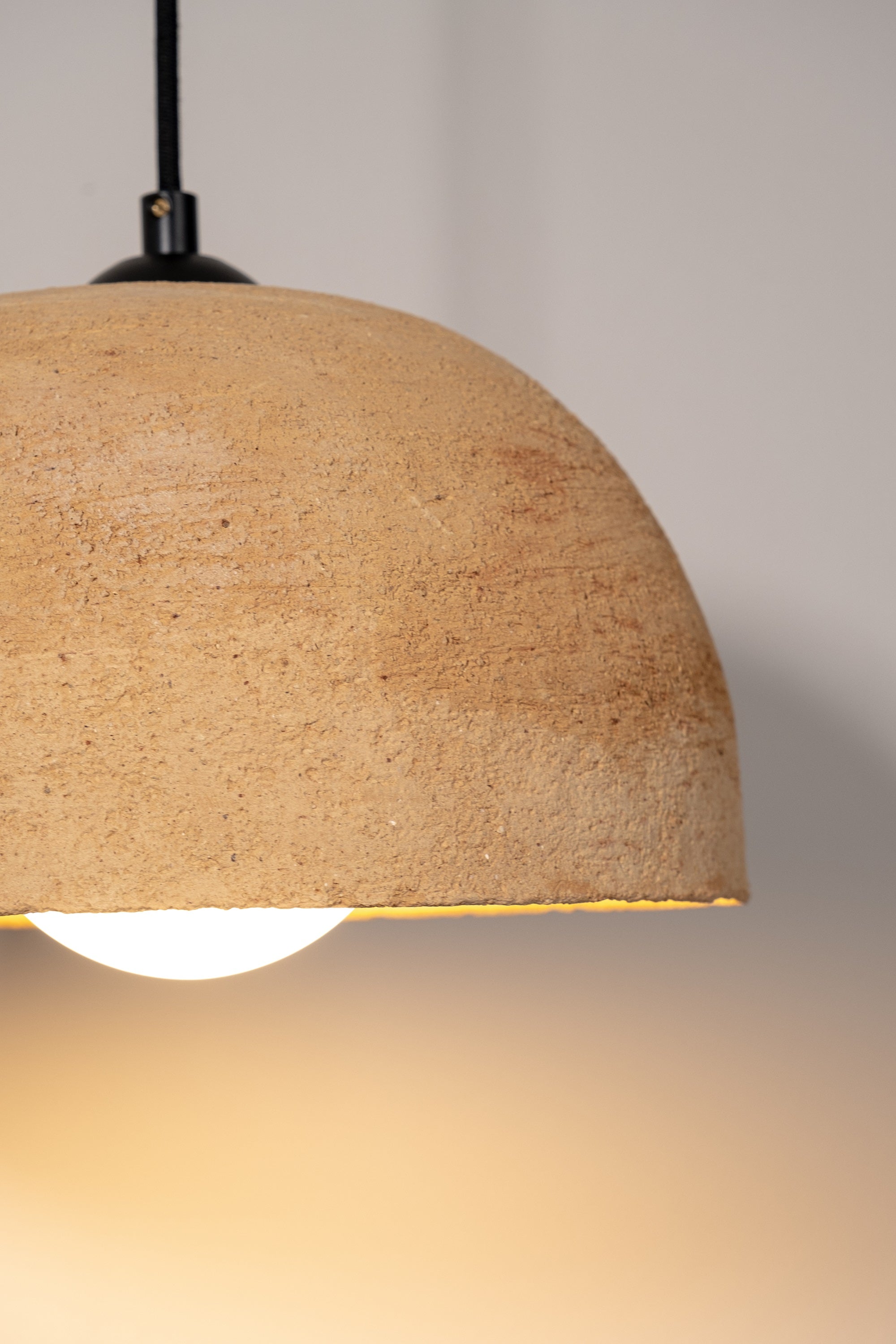 Sand Yellow Special Texture Handmade Wabi Sabi Stoneware Ceramic Pendant Light