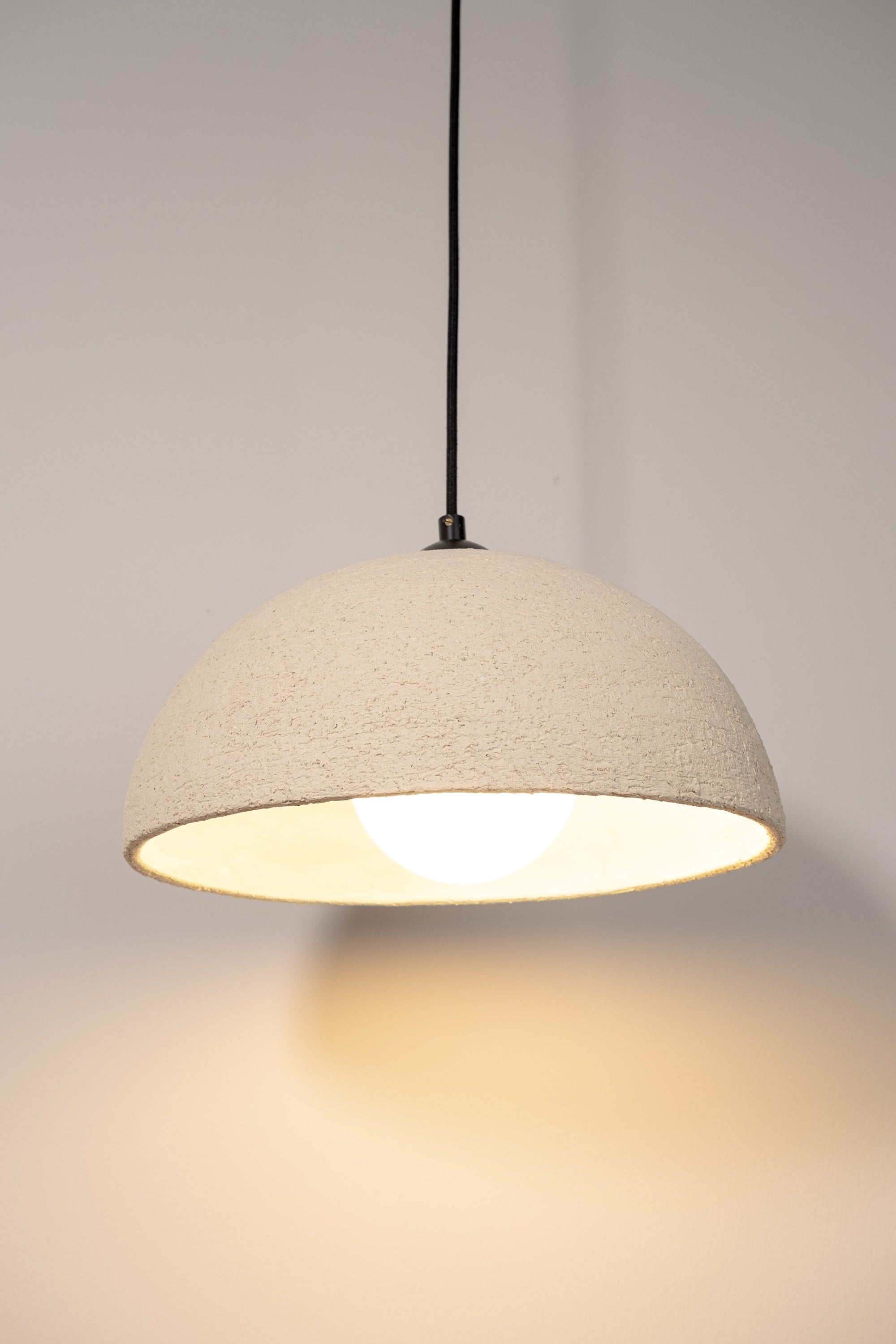 Beige Natural Textured Handmade Wabi Sabi Ceramic Pendant Chandelier