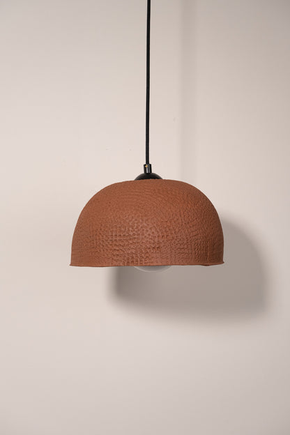 Terracotta Color Stoneware Handmade Modern Dome Pendant Chandelier,