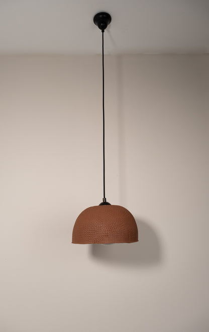 Terracotta Color Stoneware Handmade Modern Dome Pendant Chandelier,