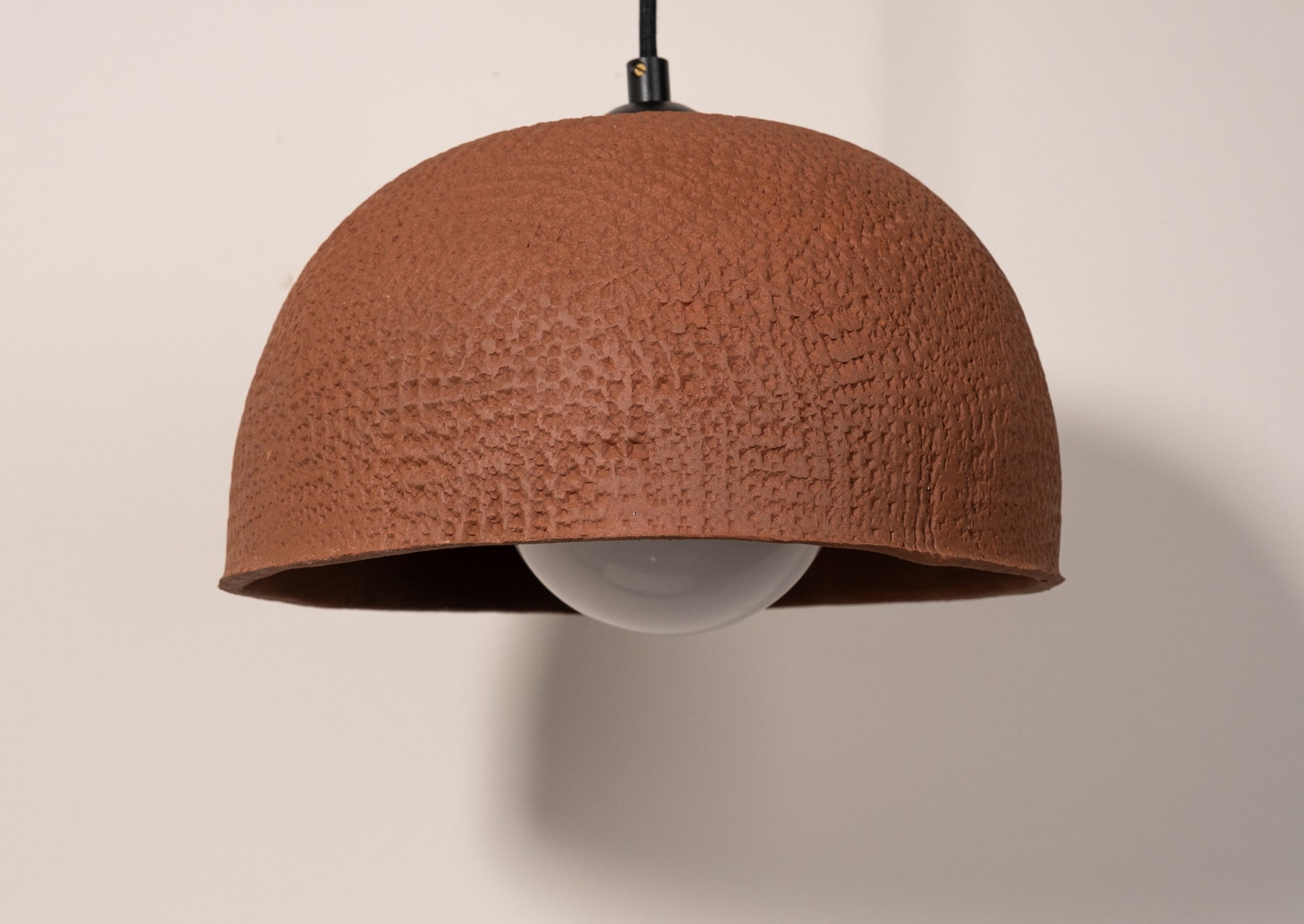 Terracotta Color Stoneware Handmade Modern Dome Pendant Chandelier,