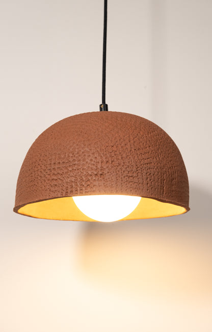 Terracotta Color Stoneware Handmade Modern Dome Pendant Chandelier,