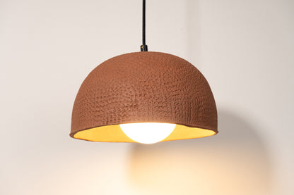 Terracotta Color Stoneware Handmade Modern Dome Pendant Chandelier,