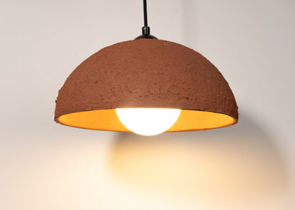 Terracotta Color Handmade Ceramic Pendant Chandelier, Wabi Sabi Ceramic Lamp,