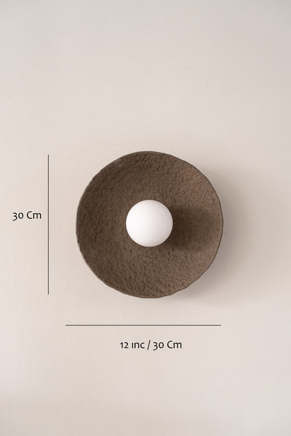 12 inches Wabi Sabi Handmade Ceramic Wall Lamp, Brown Ceramic Wall Sconces, Minimalist Wall Light