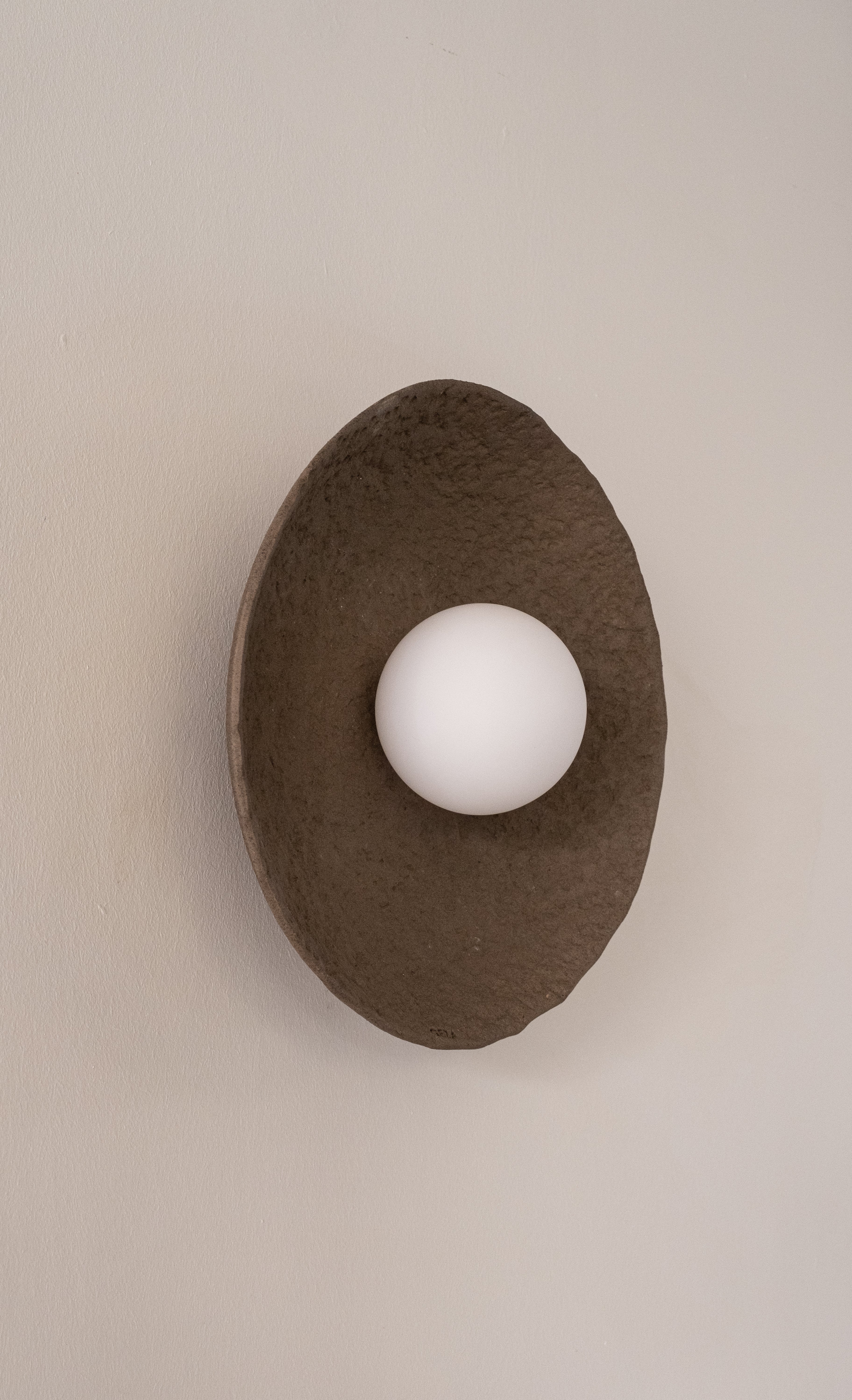 12 inches Wabi Sabi Handmade Ceramic Wall Lamp, Brown Ceramic Wall Sconces, Minimalist Wall Light