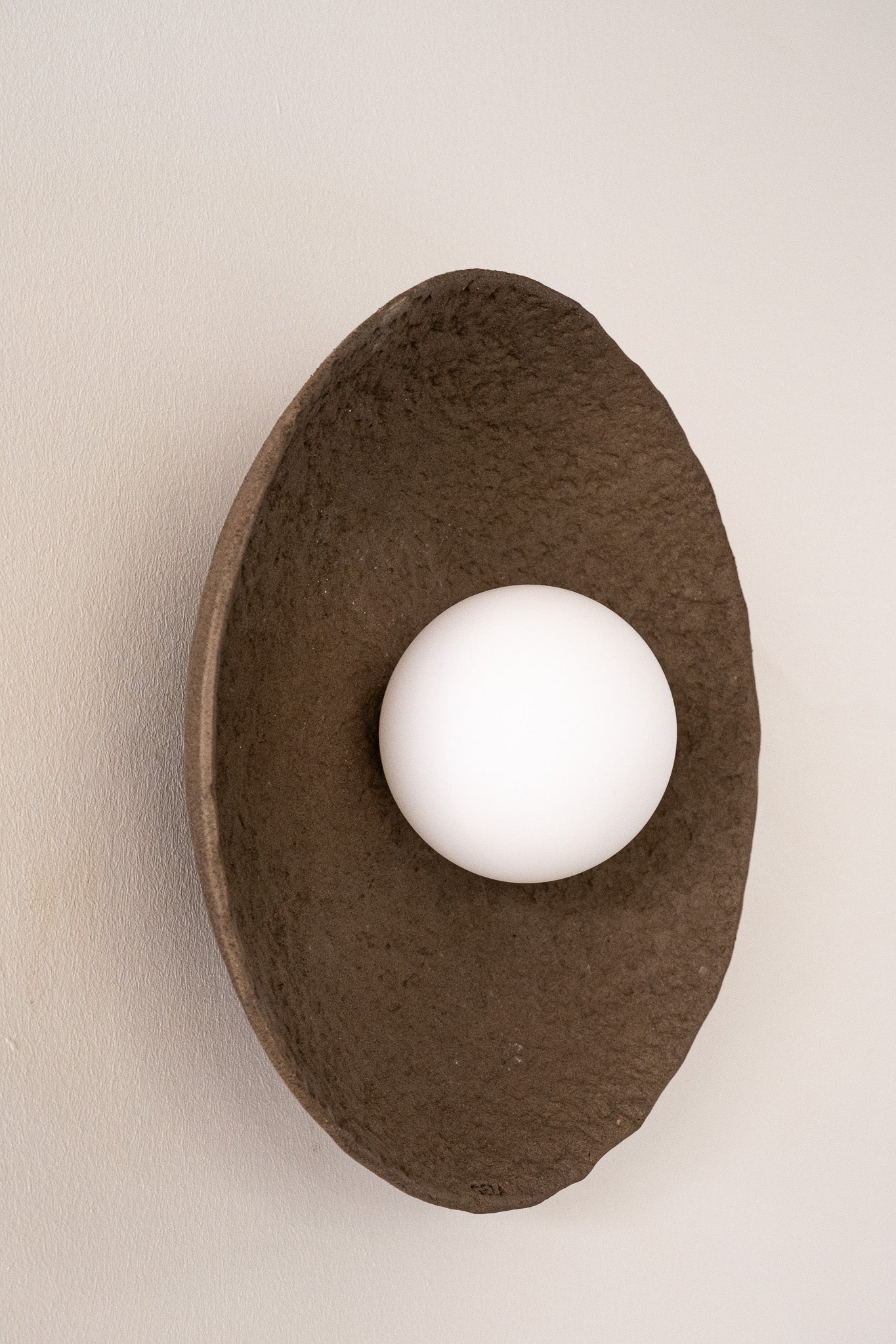 12 inches Wabi Sabi Handmade Ceramic Wall Lamp, Brown Ceramic Wall Sconces, Minimalist Wall Light