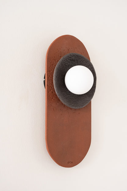 25 inc Terracotta Modern Handmade Ceramic Wall Lamp, Japandi Ceramic Wall Sconce, Big Wall Lamp