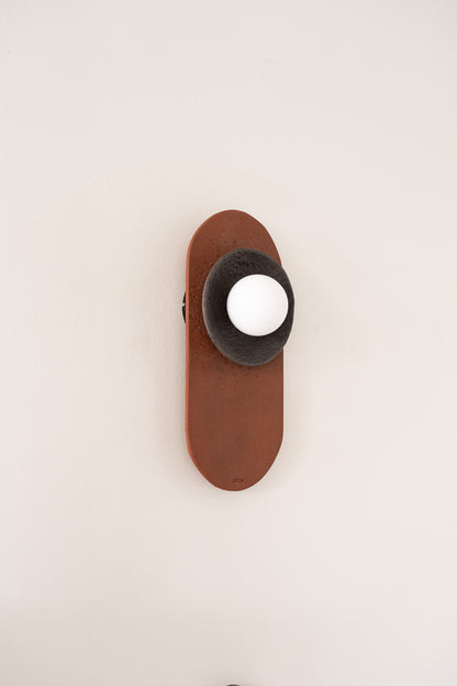 25 inc Terracotta Modern Handmade Ceramic Wall Lamp, Japandi Ceramic Wall Sconce, Big Wall Lamp