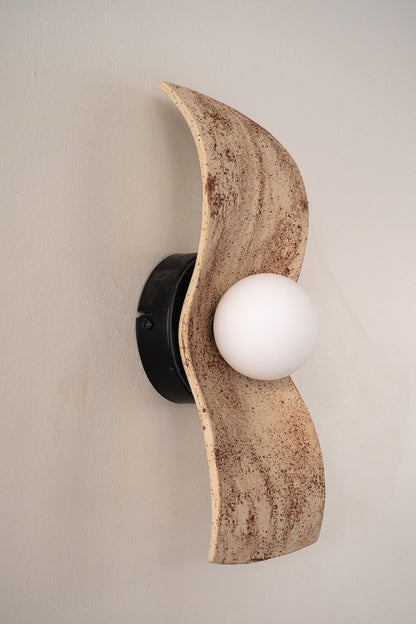 Long Handmade Ceramic Wall Sconce, Modern Home Wall Lamp, Big Japandi Wall Light, Home Gift