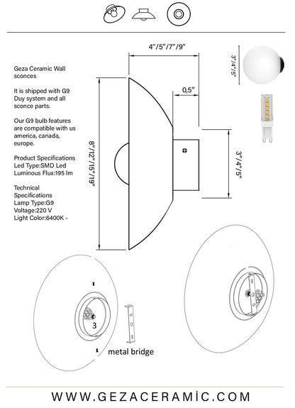 Oval Seramik Duvar Lambası