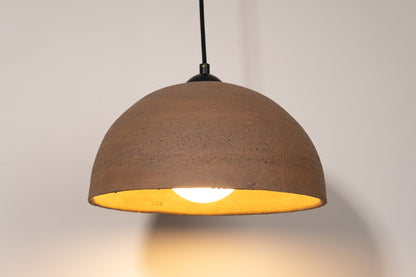 Handmade Natural Textured Brown Ceramic Pendant Chandelier