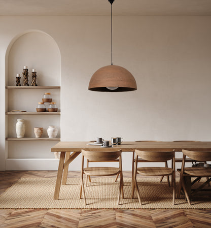 Handmade Natural Textured Brown Ceramic Pendant Chandelier