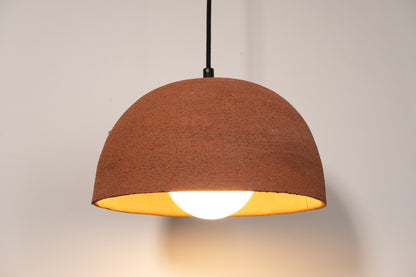 Terracotta Color Handmade Ceramic Pendant Chandelier, Wabi Sabi Ceramic Lamp,