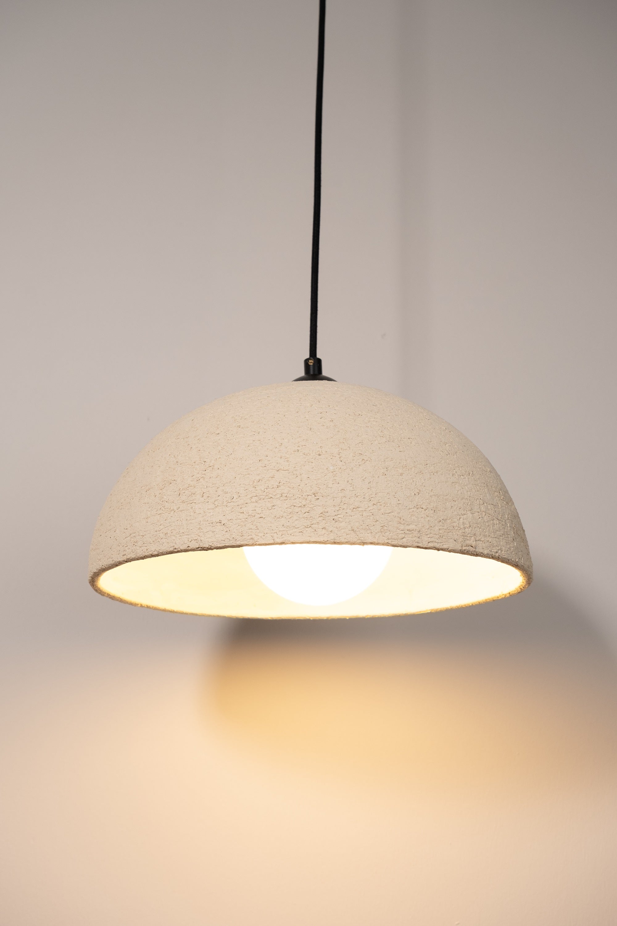 Beige Special Texture Handmade Wabi Sabi Stoneware Ceramic Pendant Light