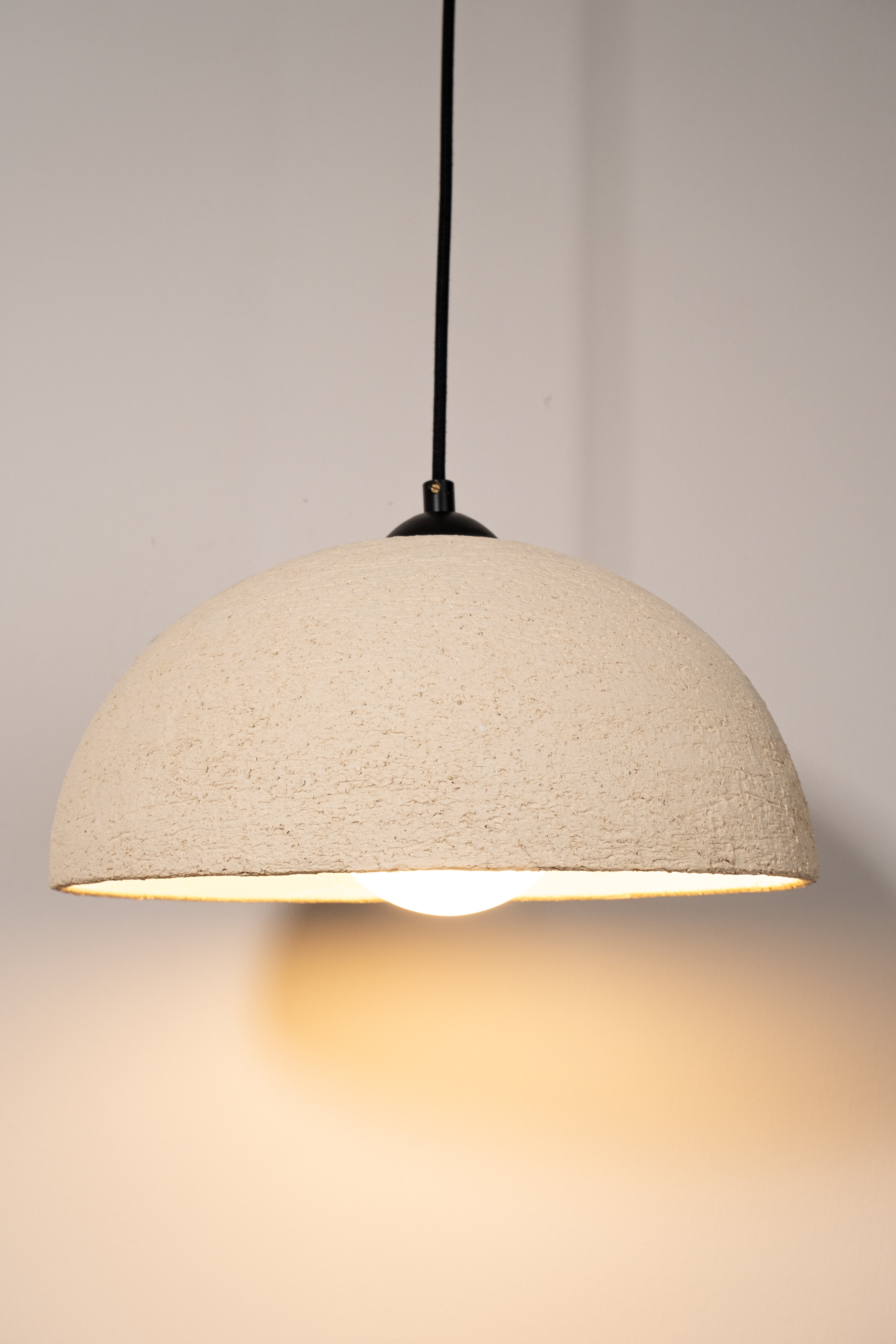 Beige Special Texture Handmade Wabi Sabi Stoneware Ceramic Pendant Light