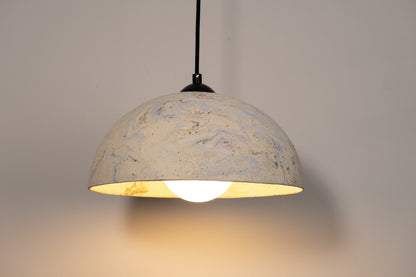 White - Blue Special Texture Handmade Wabi Sabi Stoneware Ceramic Pendant Light