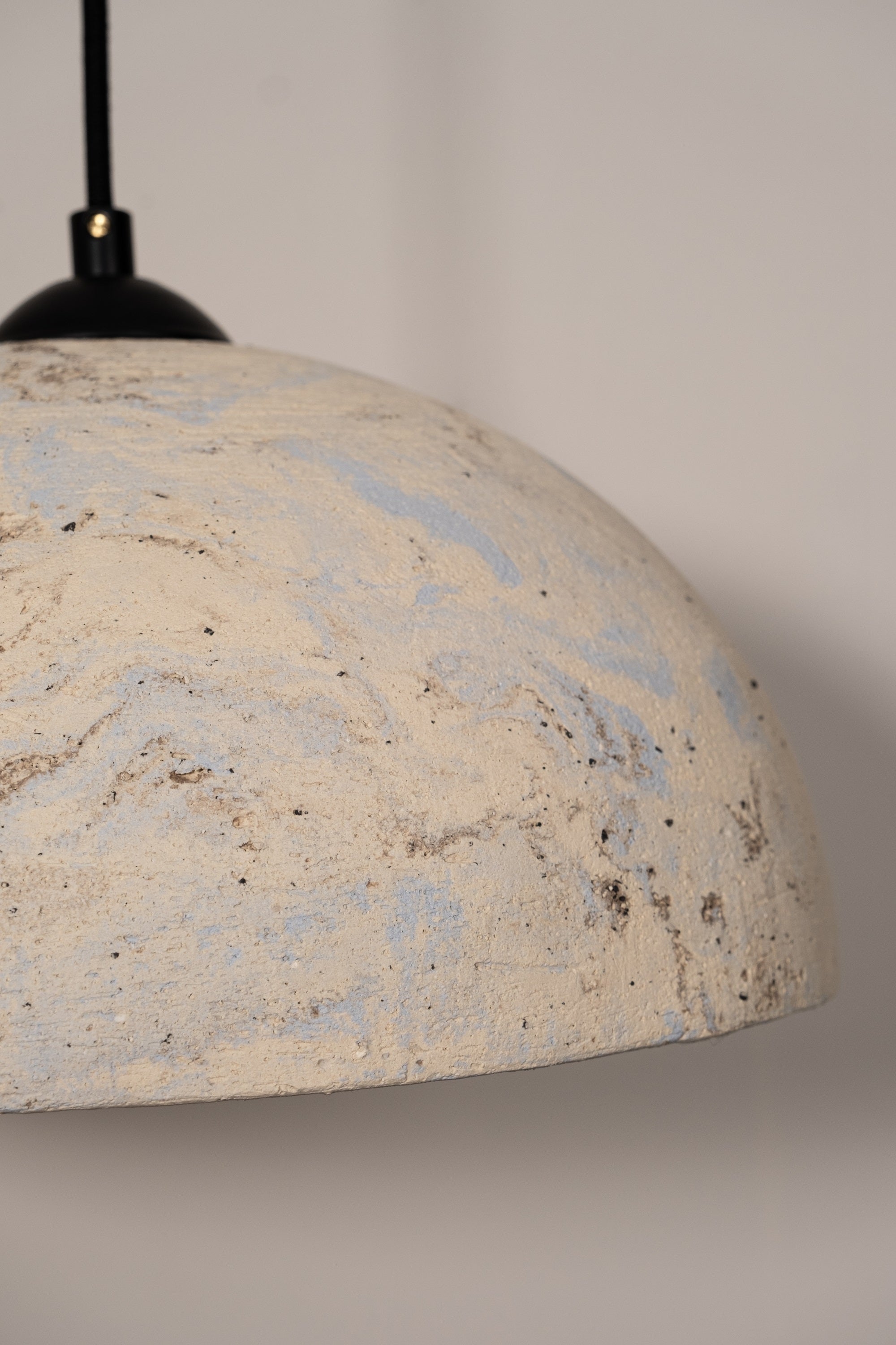 White - Blue Special Texture Handmade Wabi Sabi Stoneware Ceramic Pendant Light