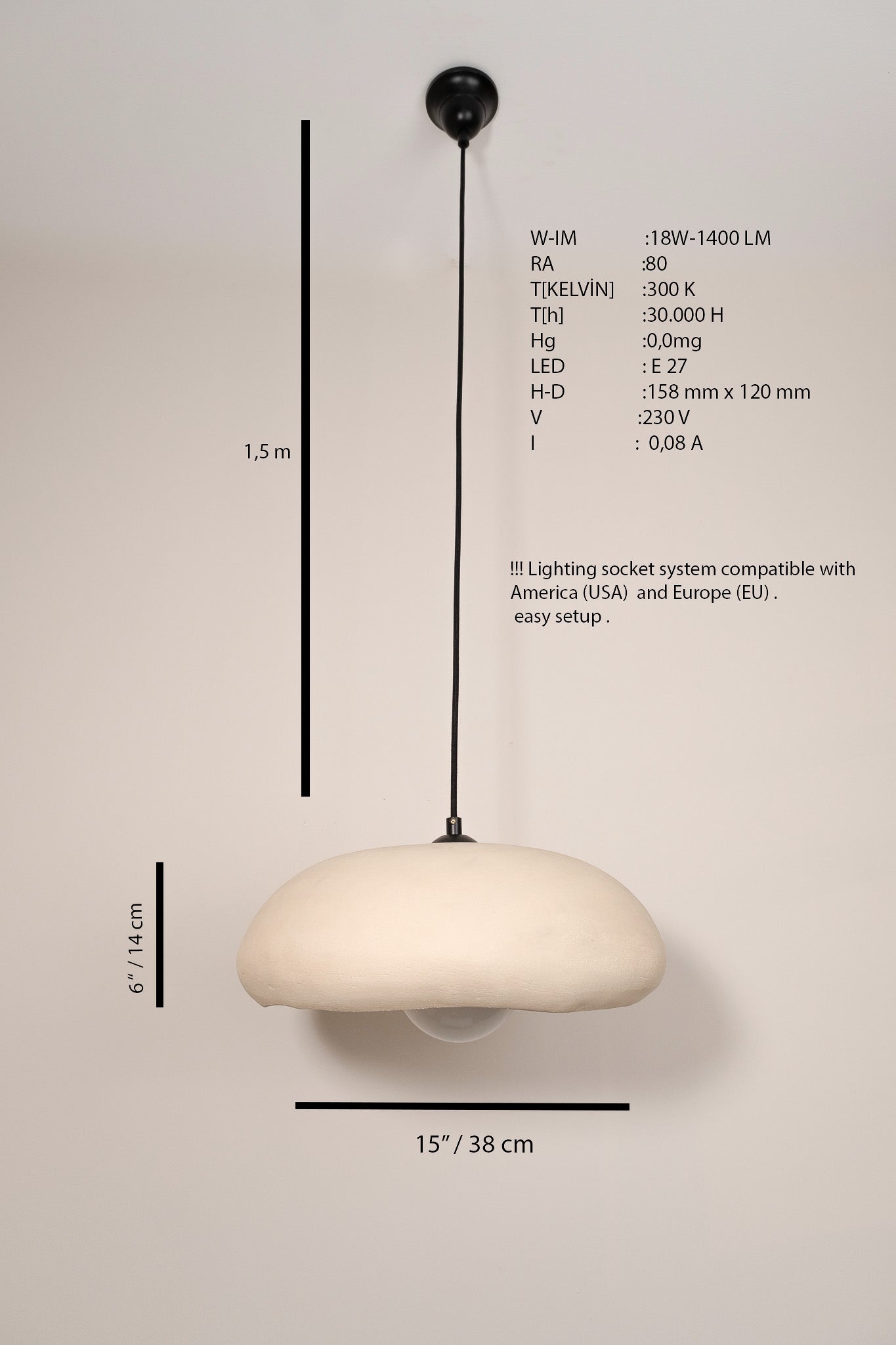 Bej Özel Doku El Yapımı Wabi Sabi Stoneware Seramik Kolye