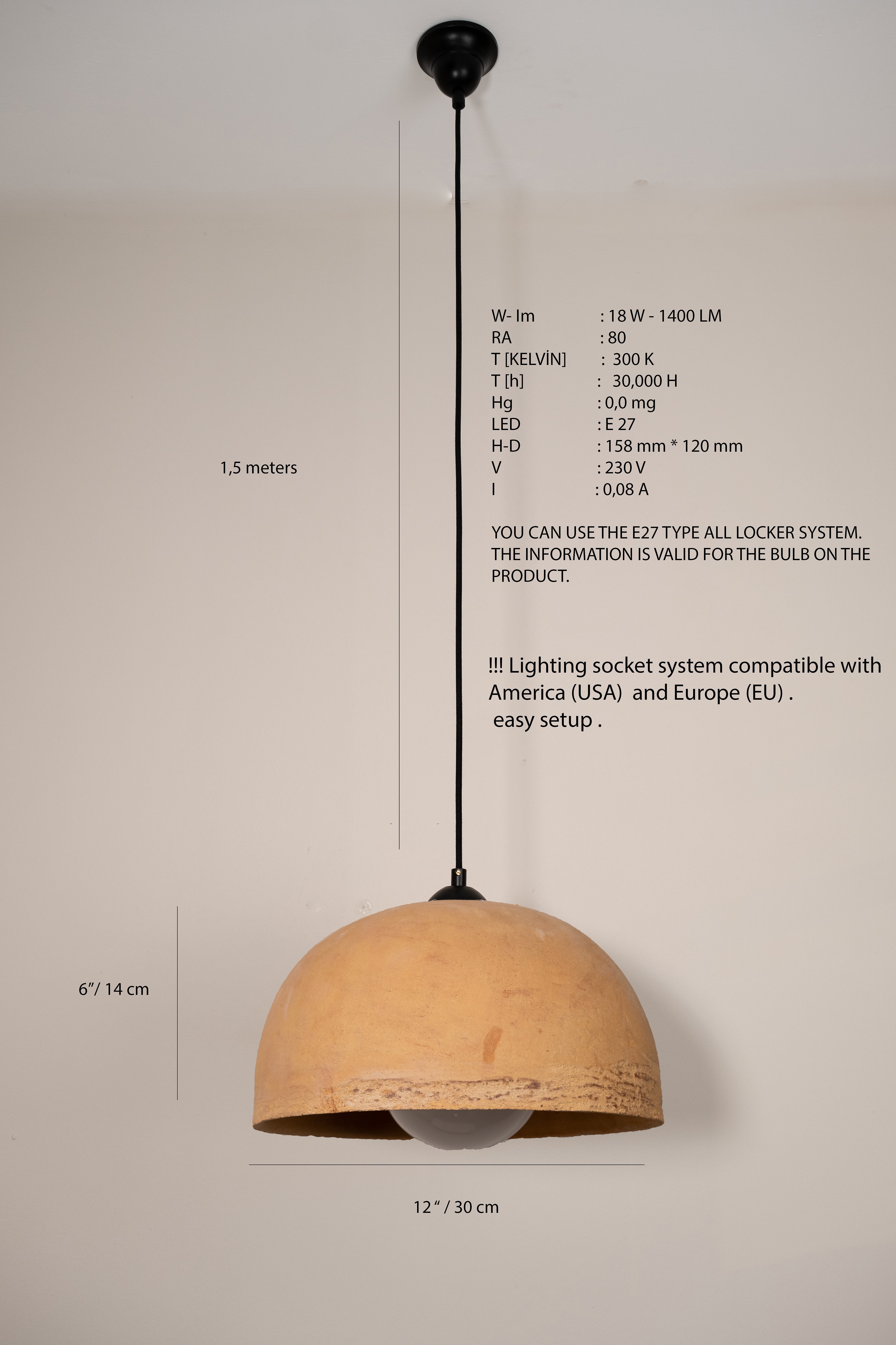 Gelbe spezielle Textur handgemachte Wabi Sabi Steinzeug Keramik Pendelleuchte