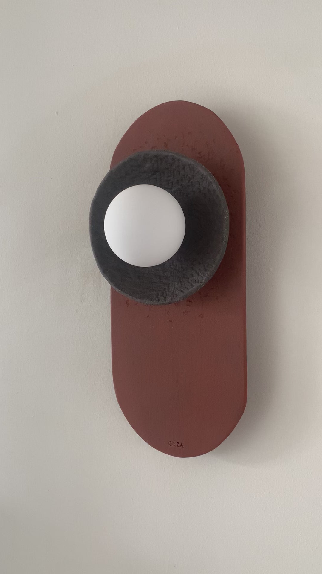 25 inc Terracotta Modern Handmade Ceramic Wall Lamp, Japandi Ceramic Wall Sconce, Big Wall Lamp